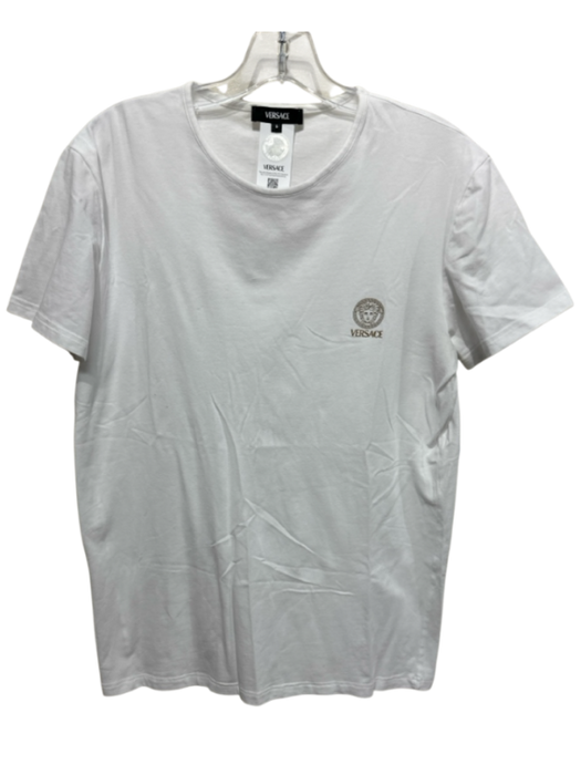 Versace Size 5 White Cotton Blend Solid T shirt Crew Men's Short Sleeve White / 5