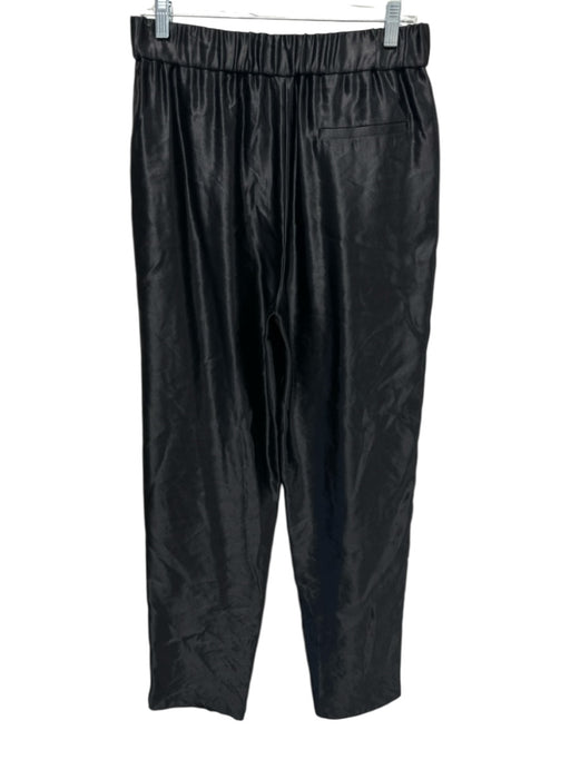 Giorgio Armani Size 44 Black Linen & Silk Elastic Waist Wide Leg Pants Black / 44