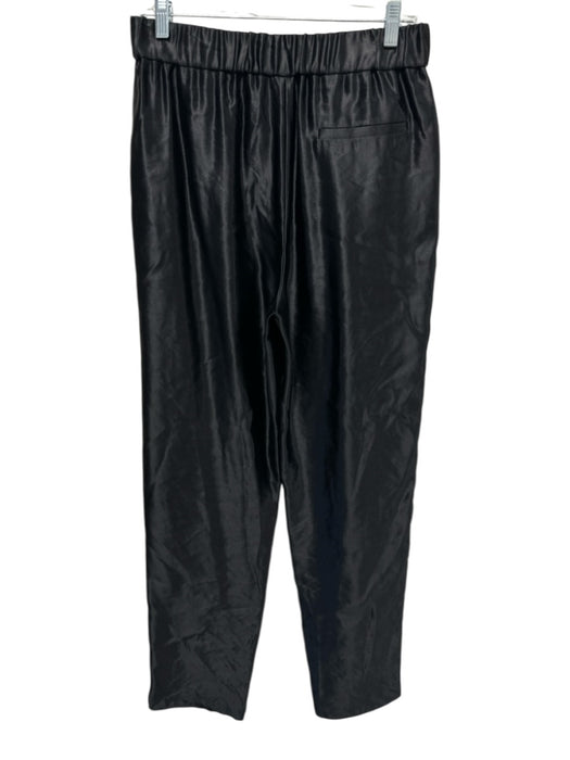 Giorgio Armani Size 44 Black Linen & Silk Elastic Waist Wide Leg Pants Black / 44