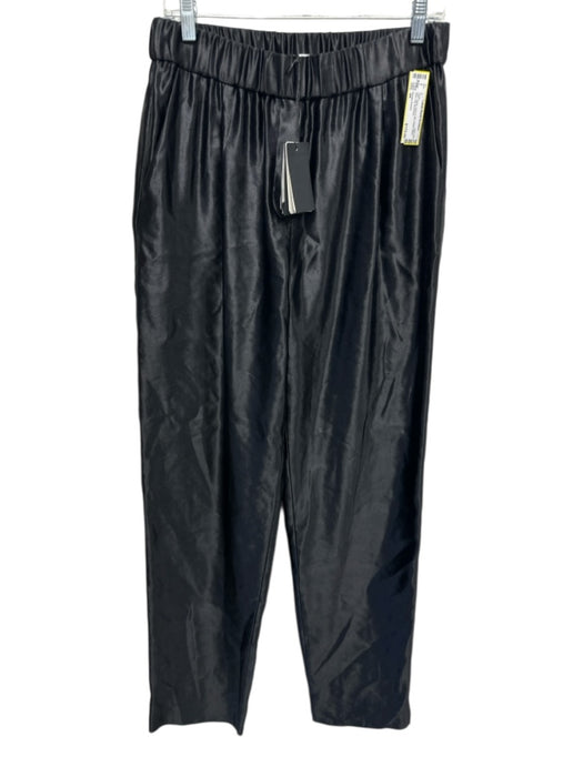 Giorgio Armani Size 44 Black Linen & Silk Elastic Waist Wide Leg Pants Black / 44