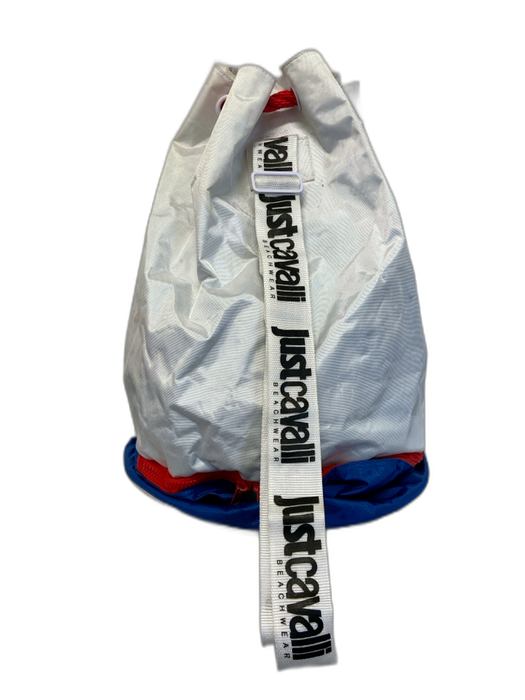 Just Cavalli Blue, White & Red Canvas Drawstring Words Beach bucket bag Bag Blue, White & Red / Large