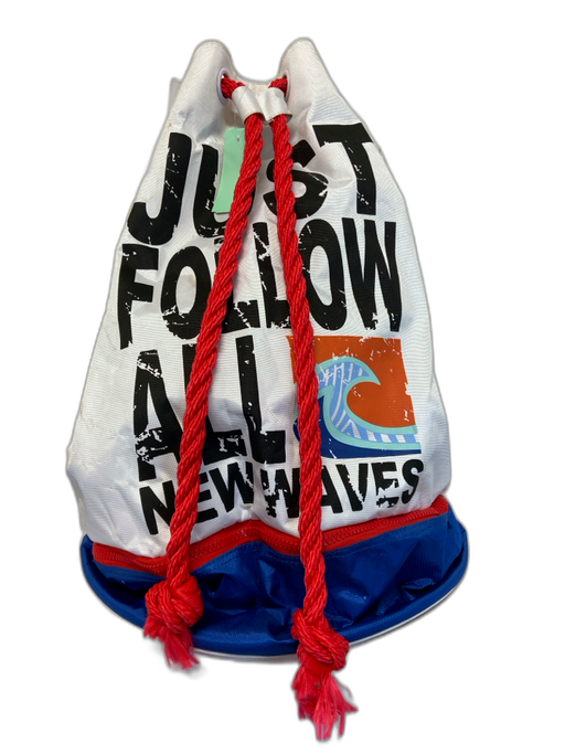 Just Cavalli Blue, White & Red Canvas Drawstring Words Beach bucket bag Bag Blue, White & Red / Large