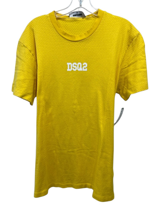 Dsquared Size XL Yellow Cotton logo Mesh T Shirt Men's Short Sleeve Yellow / XL