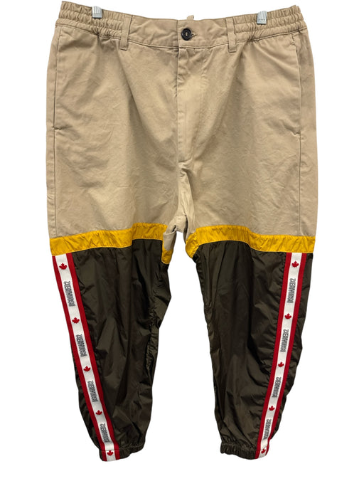 Dsquared Size 48 Beige & Green Cotton Blend Solid Jogger Waist Band Men's Pants Beige & Green / 48