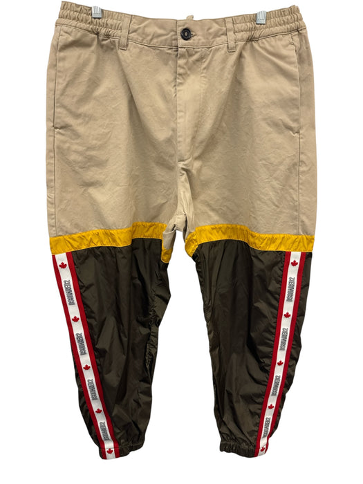 Dsquared Size 48 Beige & Green Cotton Blend Solid Jogger Waist Band Men's Pants Beige & Green / 48