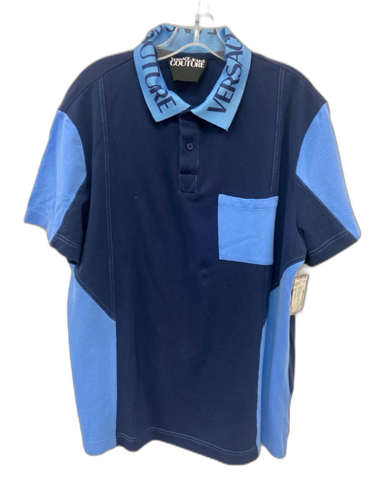 Versace Jeans Co. Size XL Blue & Light Blue Cotton Polo Men's Short Sleeve Blue & Light Blue / XL