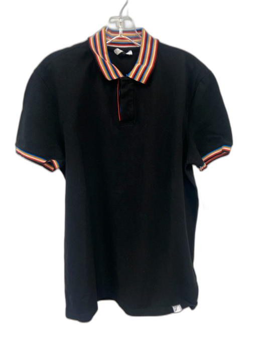 Versace Collection Size XL Black & Multi Cotton Solid Polo Men's Short Sleeve Black & Multi / XL