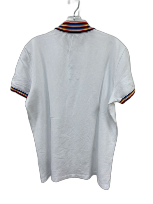 Versace Collection Size XL White & Multi Cotton Solid Polo Men's Short Sleeve White & Multi / XL
