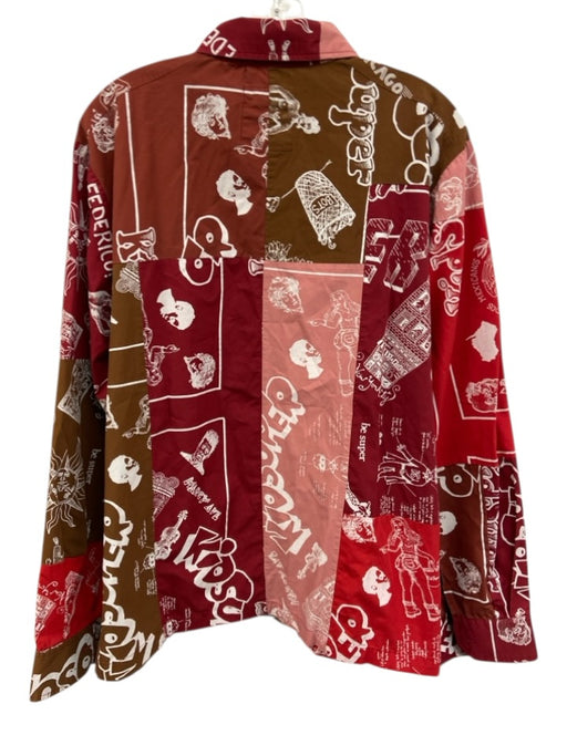 Kidsuper Studios Size L Red & Brown Cotton Blend Abstract Long Sleeve Shirt Red & Brown / L
