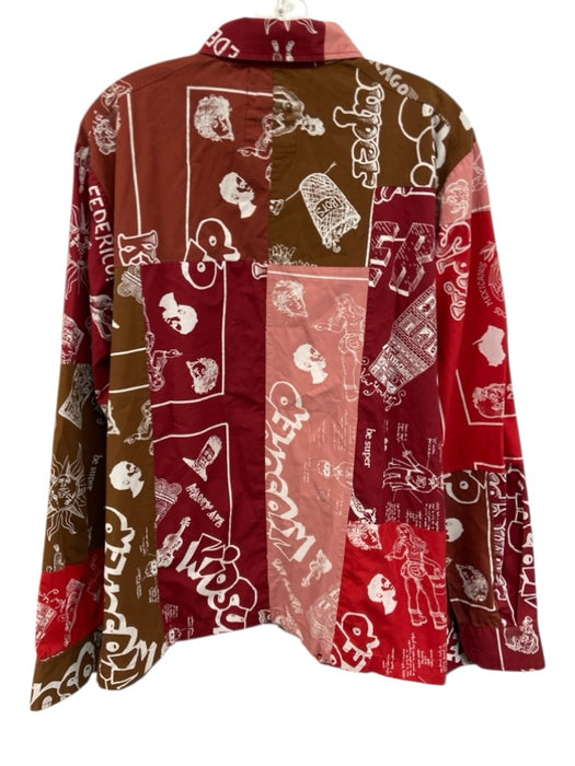 Kidsuper Studios Size L Red & Brown Cotton Blend Abstract Long Sleeve Shirt Red & Brown / L