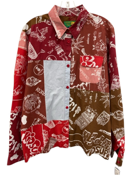 Kidsuper Studios Size L Red & Brown Cotton Blend Abstract Long Sleeve Shirt Red & Brown / L