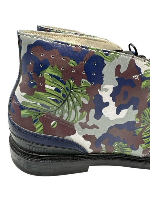 Mihara Yasuhiro Shoe Size 12 Green & Brown Leather Camo Floral Men's Shoes Green & Brown / 12