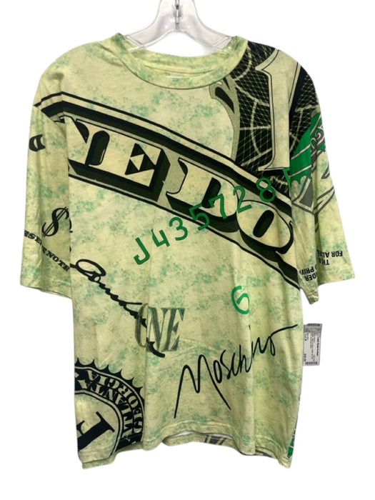 Moschino Size Est M Yellow, Black & Green Cotton All Over Print Short Sleeve Yellow, Black & Green / Est M