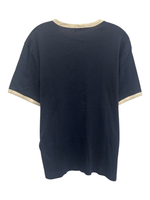 Sandro Size Est M Navy Blue & White Cotton Solid Men's Short Sleeve Navy Blue & White / Est M