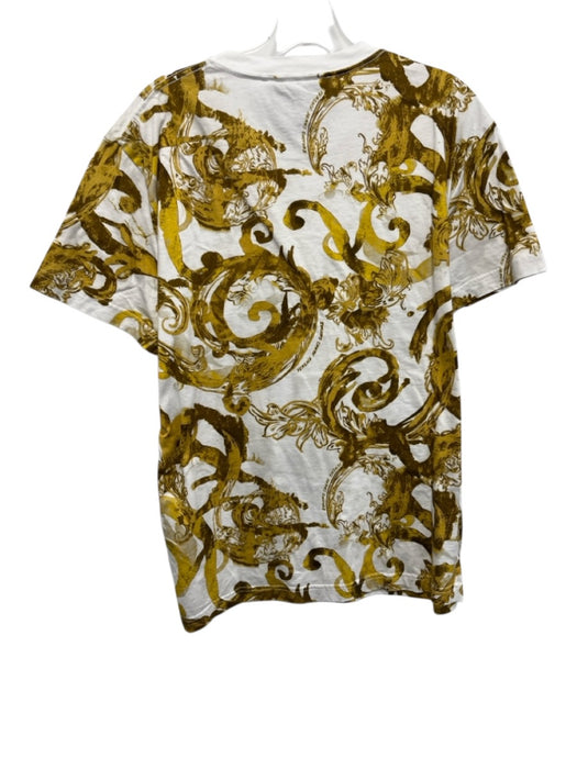 Versace Jeans Co. Size M White & Gold Cotton All Over Print Short Sleeve Shirt White & Gold / M