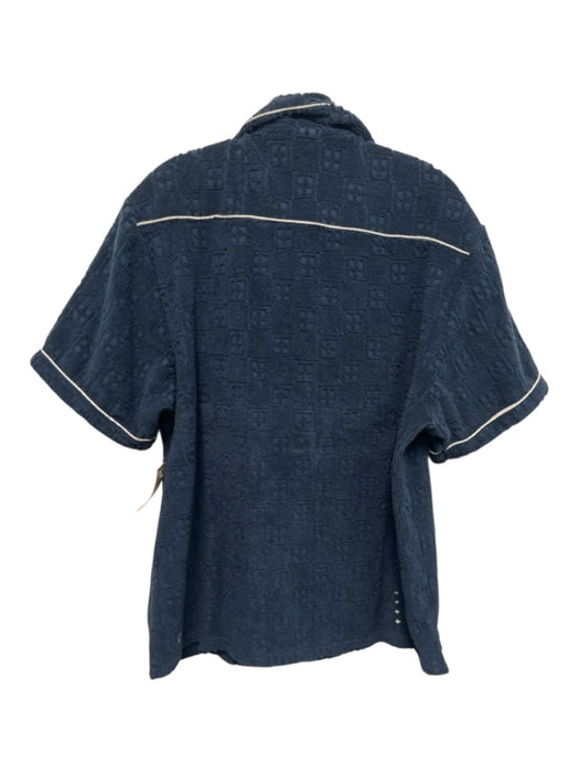 Ksubi Size L Blue & White Cotton Buttons Men's Short Sleeve Shirt Blue & White / L