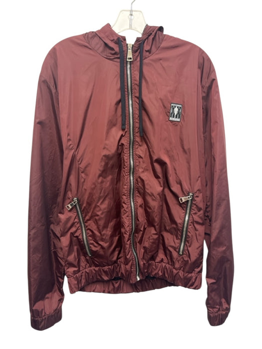 Dolce & Gabbana Size 54 Dark Red Polyamide Blend Solid Hoodie Zipper Jacket Dark Red / 54