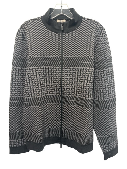 Armani Size L Gray Synthetic Check Zip UP Track Men's Jacket Gray / L