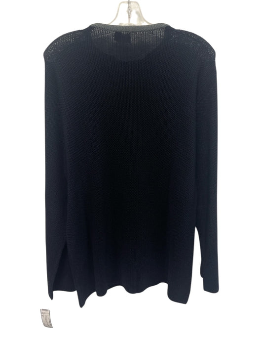 Armani Size 48 Black & Green Cotton Blend Knit Crew Neck Men's Sweater Black & Green / 48