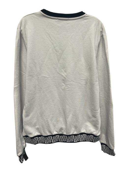 Versace Jeans Size XXL White & Black Cotton Blend logo Crew Long Sleeve Shirt White & Black / XXL