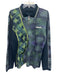 Ahluwalia Size L Green & Blue Cotton Blend Abstract Polo Men's Long Sleeve Shirt Green & Blue / L