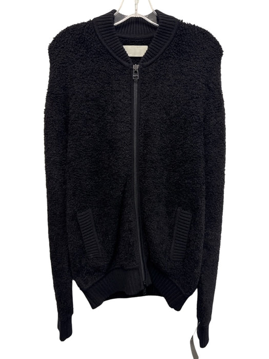 Vince Size M Black Synthetic fleece Zip UP Bomber Men's Jacket Black / M