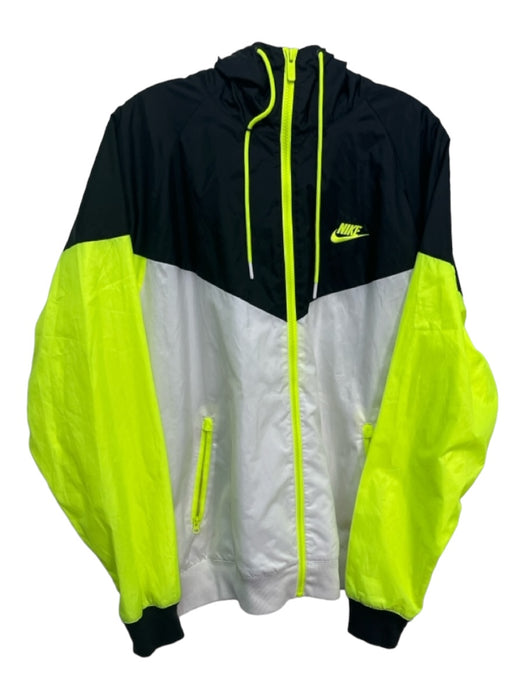 Nike Size L Black, White & Green Polyester Zipper Men's Jacket L