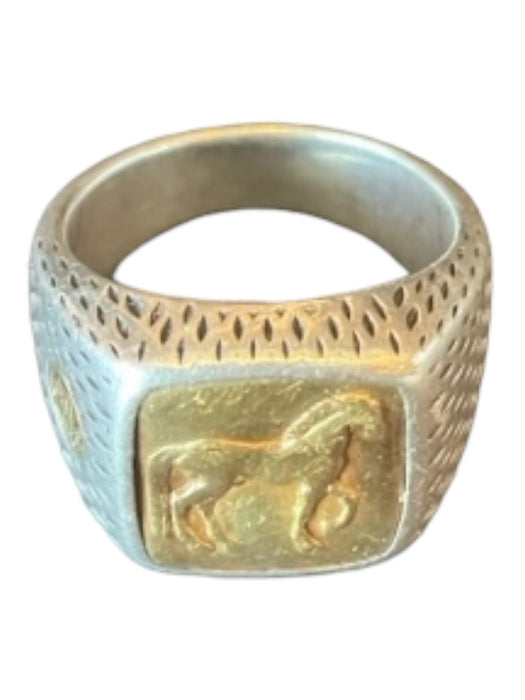 David Yurman Silver & Gold Metal Horse Two Tone Men's Ring