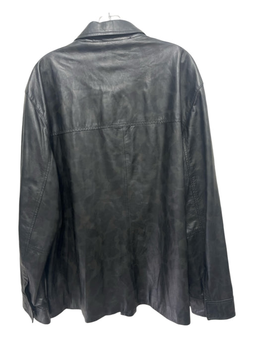 Robert Graham Size 3XL Black Leather Solid Zip UP Men's Jacket 3XL