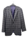 Hickey Freeman Grey & Multi Print Wool Plaid 2 Button Men's Blazer 48L