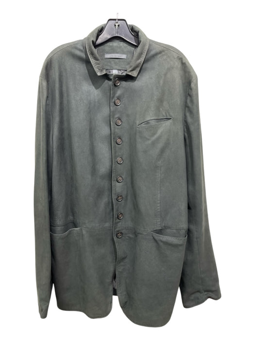 John Varvatos Size 58 Dark Gray Suede Solid Button Down Men's Jacket 58