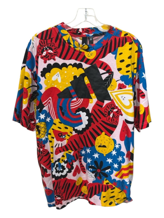 Adidas Size S Red & Multi Cotton All Over Print Men's Short Sleeve Red & Multi / S