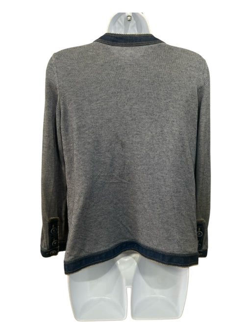 Chanel Size M Light Blue & Dark Blue Cotton Logo Buttons Chain Trim Cardigan Light Blue & Dark Blue / M