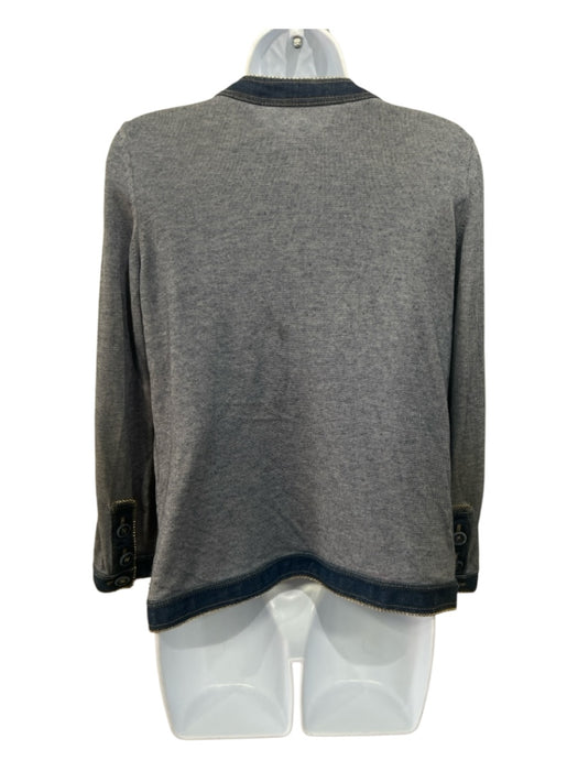 Chanel Size M Light Blue & Dark Blue Cotton Logo Buttons Chain Trim Cardigan Light Blue & Dark Blue / M