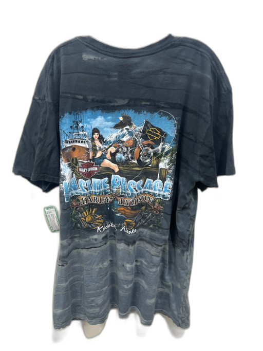 Harley Davidson Size XL Black & Gray Cotton Graphic Men's Short Sleeve Black & Gray / XL