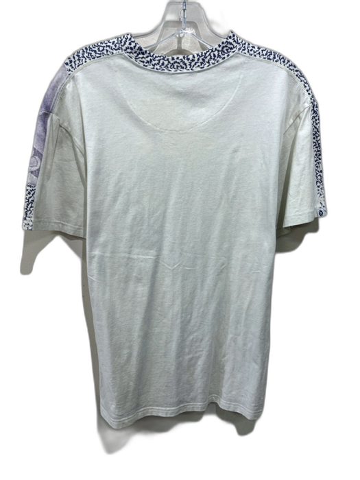 Ice Cream Size M White & Blue Cotton Abstract T shirt Crew Men's Short Sleeve White & Blue / M