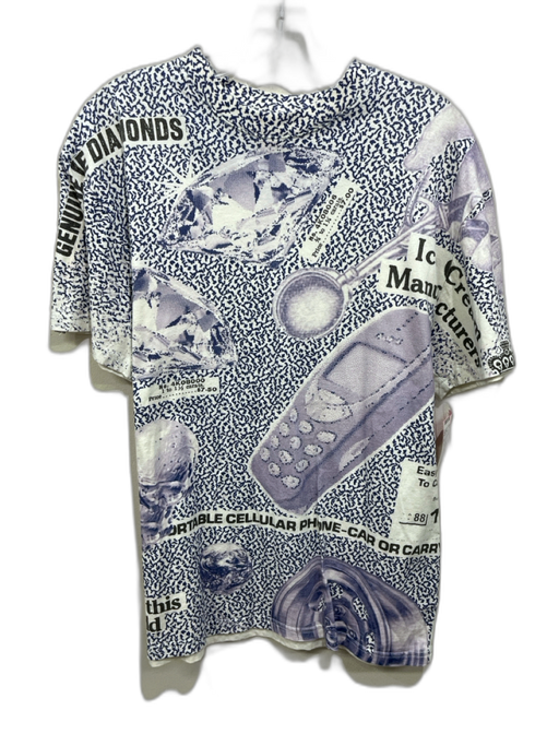 Ice Cream Size M White & Blue Cotton Abstract T shirt Crew Men's Short Sleeve White & Blue / M