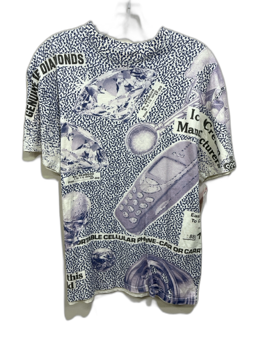 Ice Cream Size M White & Blue Cotton Abstract T shirt Crew Men's Short Sleeve White & Blue / M