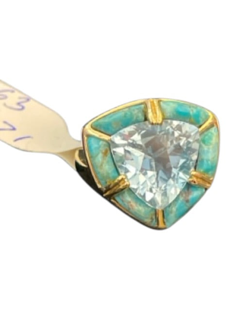 Gold & Turquoise 925 Gold Plated Topaz Triangle Ring Gold & Turquoise