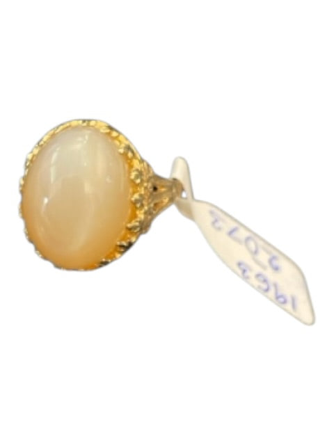 Gold & Peach 925 Gold Plated Oval Border Detail Ring Gold & Peach