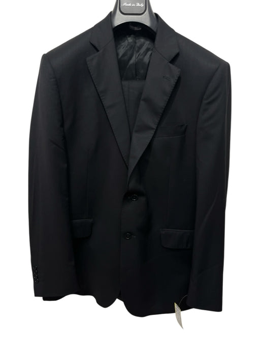 Saks Fifth Ave Black Wool Solid 2 Button Men's Suit Black / 42