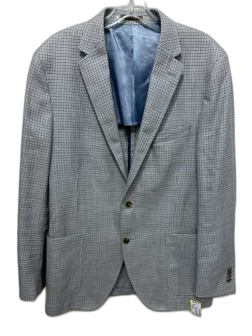 Peter Millar White, Brown & Blue Wool Houndstooth 2 Button Men's Blazer White, Brown & Blue / 42R
