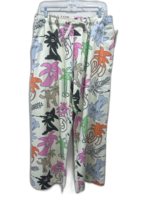 Palm Angels Size 54 Beige & Multi Color Linen Blend All Over Print Men's Pants Beige & Multi Color / 54