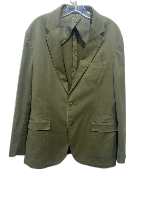 Polo Olive Green Cotton Solid 2 Button Men's Blazer Olive Green / 42R