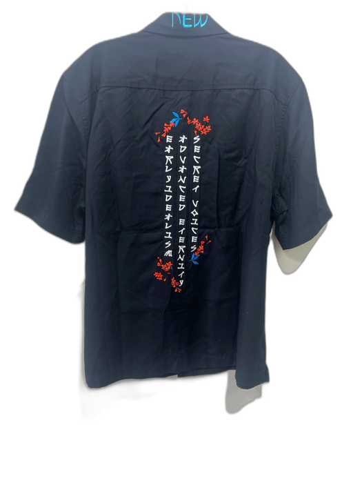 Diesel Size L Black & Multi Lyocell Embroidered Men's Short Sleeve Black & Multi / L