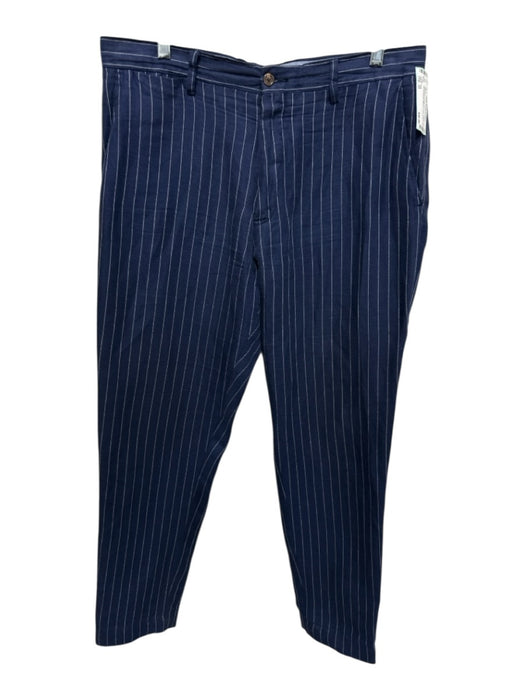 Polo Size 33 Navy Blue & White Linen Striped Zip Fly Men's Pants Navy Blue & White / 33