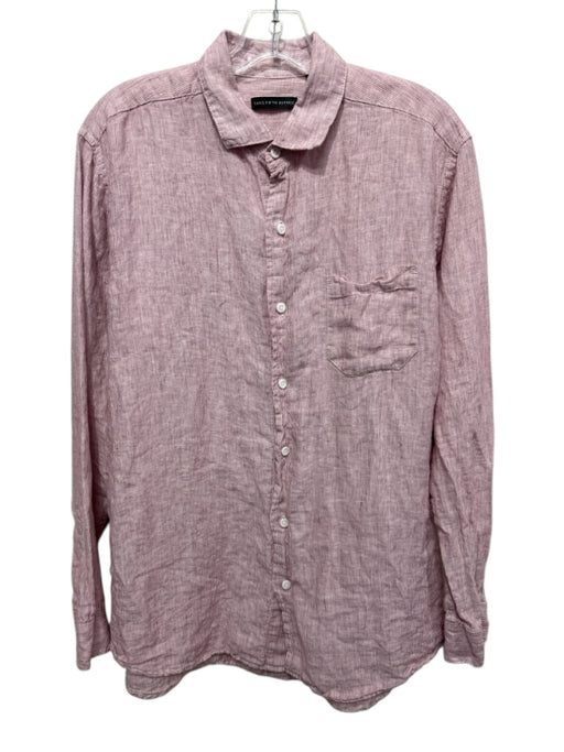 Saks Fifth Ave Size M Red & White Linen Striped Button Down Long Sleeve Shirt Red & White / M