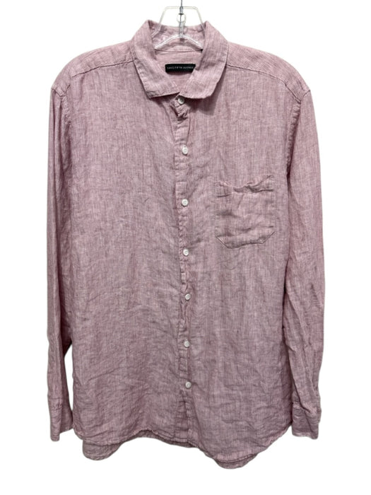Saks Fifth Ave Size M Red & White Linen Striped Button Down Long Sleeve Shirt Red & White / M
