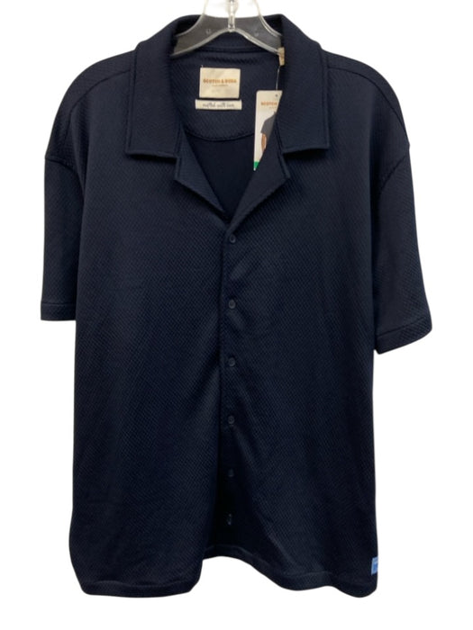 Scotch & Soda NWT Size XL Navy Blue Polyester All Over Print Polo Short Sleeve Navy Blue / XL