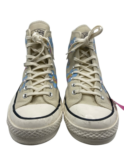 Converse Shoe Size 9.5 Beige & Blue Print Leather Floral Sneaker Men's Shoes Beige & Blue Print / 9.5